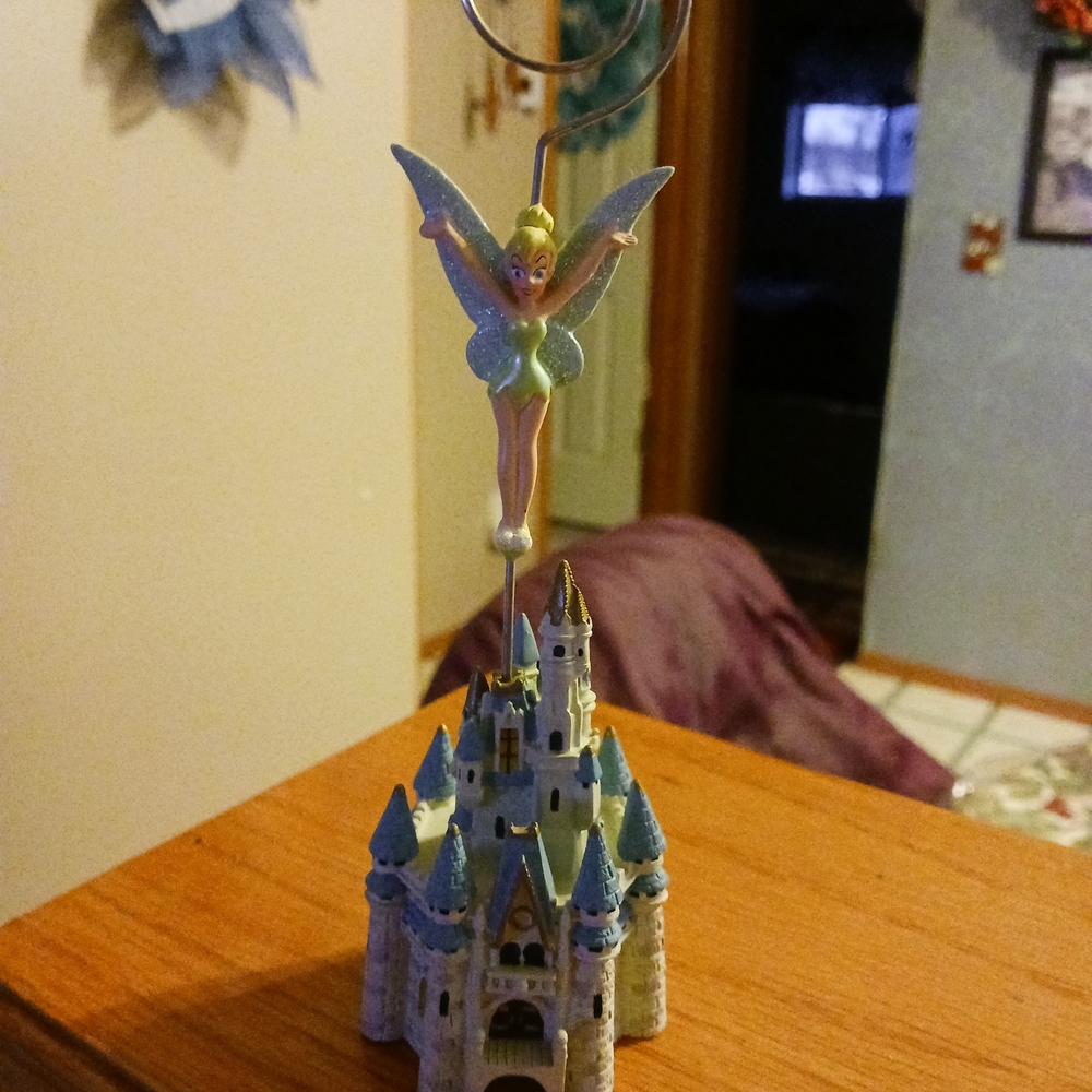 Disney Tinker Bell Castle Figure Ornament Picture Holder In Blue, Green, White